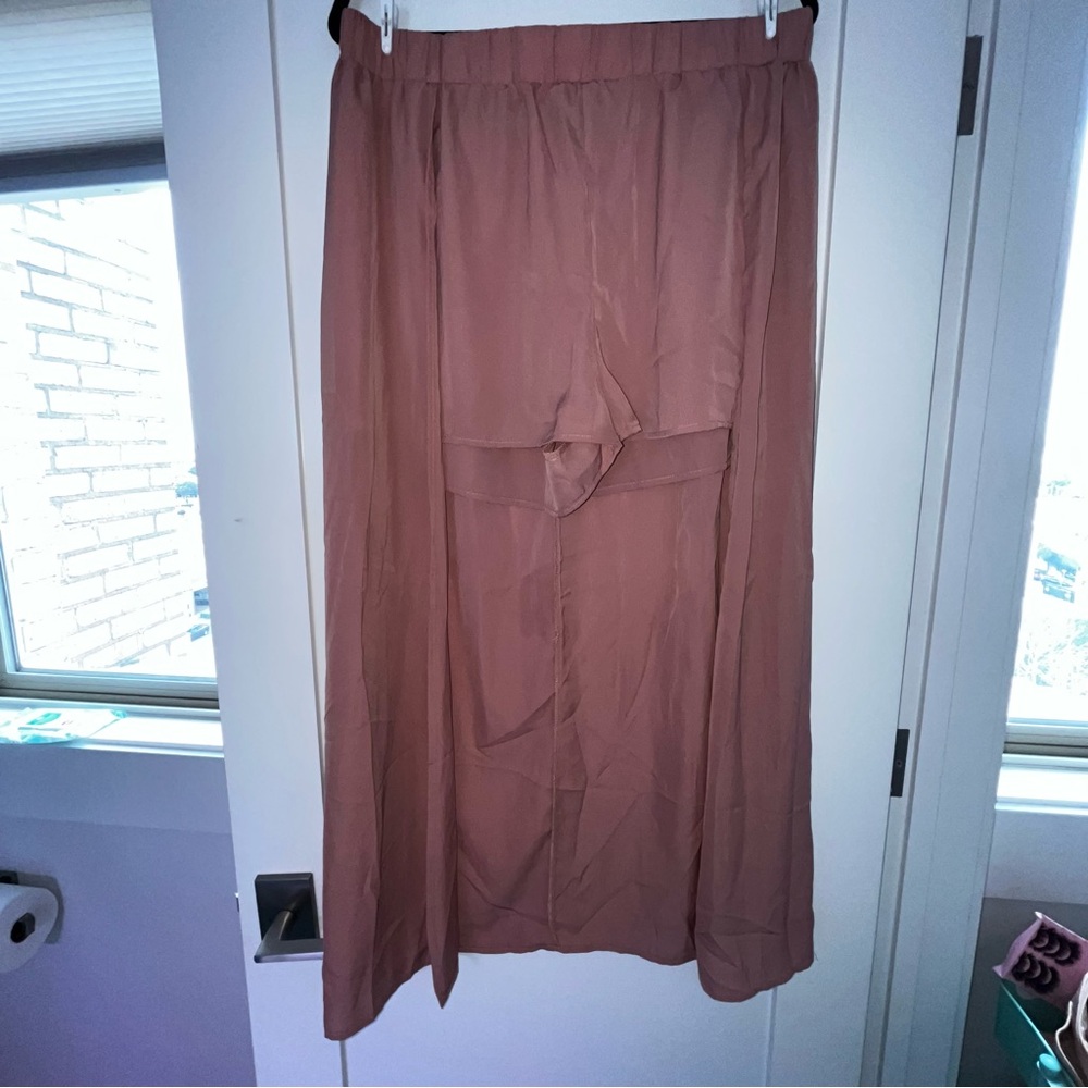 SHEIN 1X Rose color Long Sheer Skort